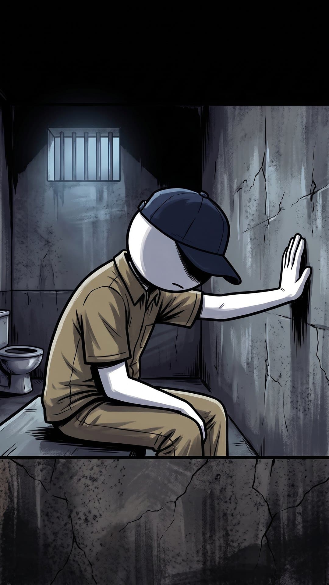 You in a prison cell with your palm flat on the concrete wall, Dre on the other side