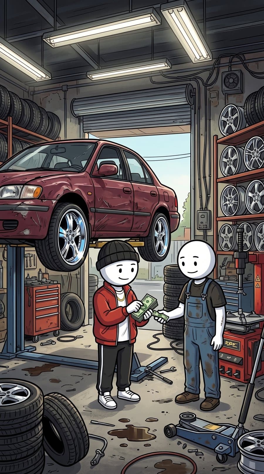 Dre's car getting new chrome rims