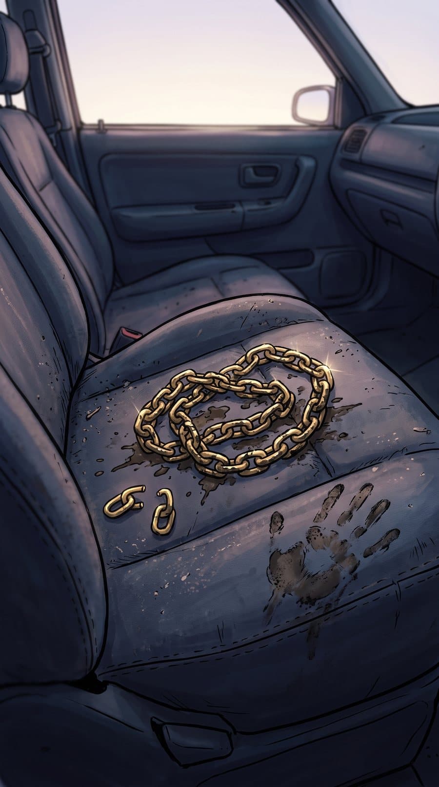 Dre's broken gold chain on your passenger seat